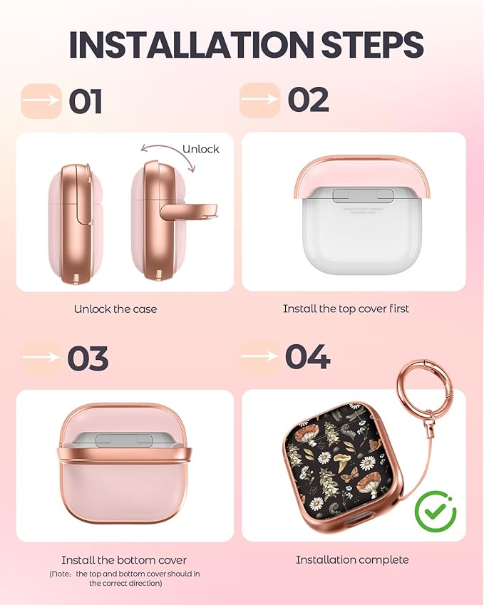 Coralogo for AirPods 2/1 Case with Safety Lock - Cute Cartoon for AirPods 1st/2nd Generation for Women Girls Fashion Stylish Mushroom Pattern Design Kawaii Girly Girlish Hard Protective Cover