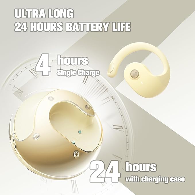 Out of Ear Open Ear Headphones Wireless Ear Hanging Bluetooth Headset, Air Bone Conduction Open Ear Earbuds, Skin Tone OWS Over the Ear Earbuds Open Ear Buds Not In Ear Outside the Ear Earphones