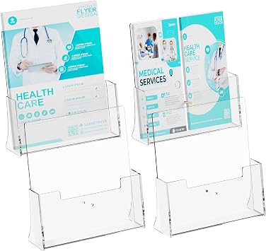 4 Pack Acrylic Brochure Holder 8.5 x 11 inches，Flyer Holder Stand Display，