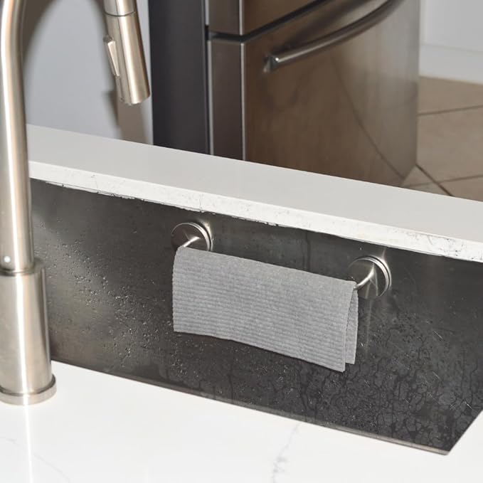 Stainless Steel Dish Cloth Rail for Kitchen, Kitchen Towel Holder, Swedish Dishcloth Holder, Dish rag Hanger, Dish Towel Holder for All Types of Sinks and Smooth Surfaces