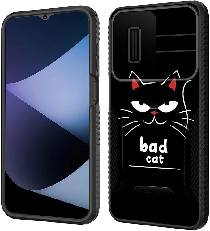 for Galaxy A17 5G Case Built in Slide Camera Lens Cover,Heavy Duty Shockproof Protection Dual Layer Case for Samsung Galaxy A17 5G 6.7" 2025,Funny Cat