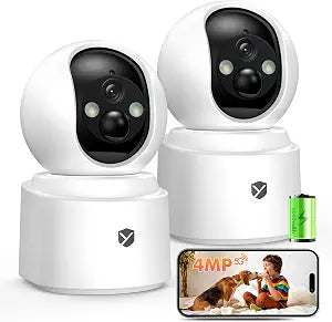 Battery Powered Indoor Camera Wireless 2 Pack with 2.5K Color Night Vision