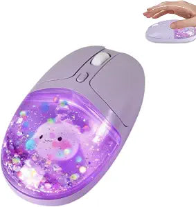 Bluetooth Wireless Mouse,Creative Floating Cartoon Rabbit Animal Mice,RGB Backlit Rechargeable Triple Mode(Dual Bluetooth+USB) Computer Silent Mouse with USB Receiver for Laptop/MacBook/iPad/PC-Purple