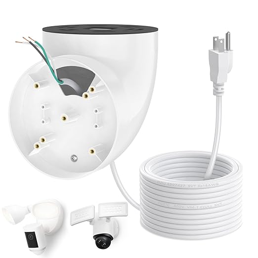 Eave Mount with Power Cable for Floodlight Cam Wired Plus/Pro, Google Nest Cam,Blink Floodlight Cam with 20ft Charging Cable Adapter, No Junction Box Need-(2in1 Plug in Mount&Cord Set)