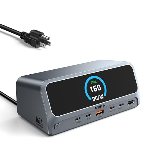 MOKiN Laptop Docking Station Dual Monitor for MacBook, Built-in 160W Power
