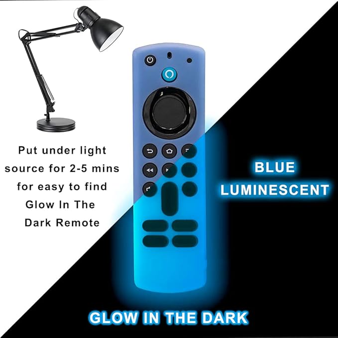 Firestick Remote Cover Case Compatible with 3rd Gen 2 Pack Fire TV Stick 2021 4K Alexa Voice Remote Control Glow in The Dark Non Slip Silicone Protective Shock Resistant Sleeve with Lanyard