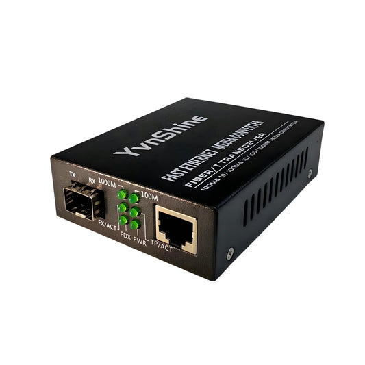 Gigabit SFP to RJ45 Fiber Media Converter- Multimode/SingleMode Fiber to Ethernet Converter, Plug & Play 10/100/1000Mbps RJ45 (Black, 1 PCS SFP Slot)