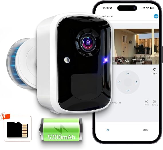 Goalake Wireless Security Camera, 3MP 2K Battery WiFi Camera for Home, AI Motion Detection,Color Night Vision,2-Way Talk,Spotlight Siren, IP65,No Monthly Fee,Cloud/SD Storage(Pre-Inserted SD Card)