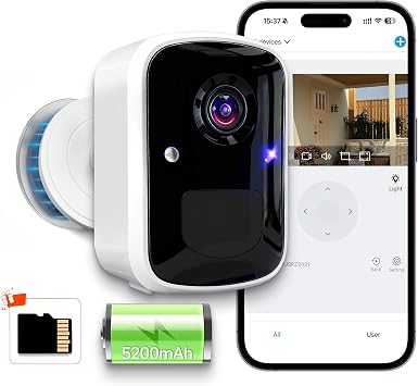 Goalake Wireless Security Camera, 3MP 2K Battery WiFi Camera for Home, AI Motion Detection,Color Night Vision,2-Way Talk,Spotlight Siren, IP65,No Monthly Fee,Cloud/SD Storage(Pre-Inserted SD Card)