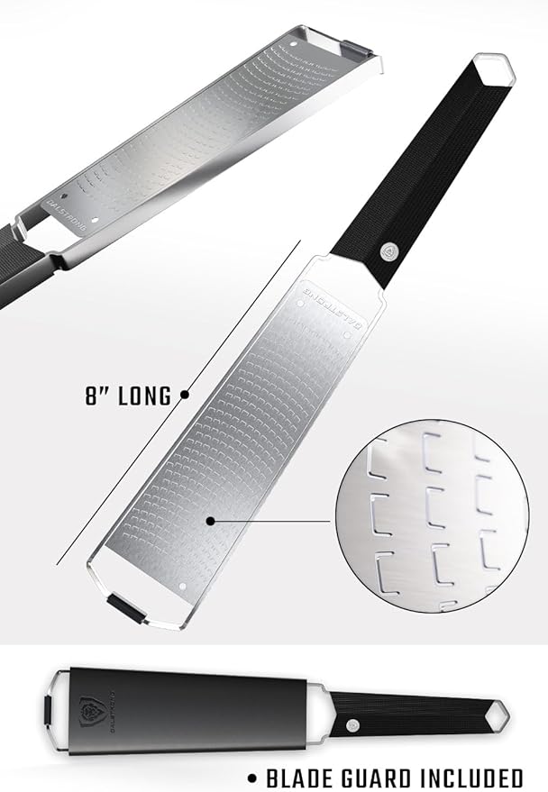 Dalstrong Professional Narrow Grater - Zester - #304 Stainless Steel Blade - G10 Handle Kitchen Shredder - w/Blade Cover - Citrus, Hard Spices, Chocolate, Garlic, Ginger - NSF Certified