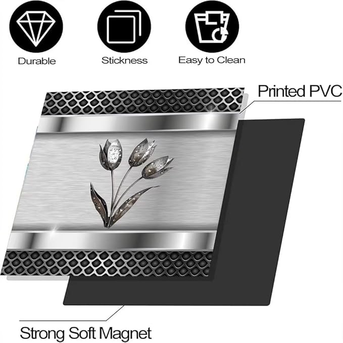 Stainless Steel Dishwasher Magnet Cover Decor, Metal Floral Dishwashing Sticker Magnetic, Kitchen Fridge Door Magnet Cover Vinyl Sticker (23" x 17" Magnetic)