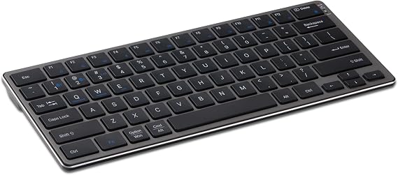 Amazon Basics Portable Wireless Keyboard, Bluetooth & 2.4G, Compatible with PC, MacOS, Laptop, Tablet, Smartphone, Rechargeable, Quiet Typing