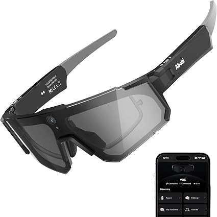 AI Smart Glasses with Camera, ChatGPT & AI Object Recognition, 1200P Video with 6-Axis EIS, Polarized UV400 Sunglasses, Real-Time Translation, IP64 Waterproof for Cycling, Hiking & Vlogging