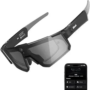 AI Smart Glasses with Camera, ChatGPT & AI Object Recognition, 1200P Video with 6-Axis EIS, Polarized UV400 Sunglasses, Real-Time Translation, IP64 Waterproof for Cycling, Hiking & Vlogging