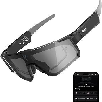 AI Smart Glasses with Camera, ChatGPT & AI Object Recognition, 1200P Video with 6-Axis EIS, Polarized UV400 Sunglasses, Real-Time Translation, IP64 Waterproof for Cycling, Hiking & Vlogging
