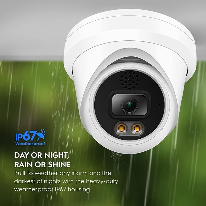 Real HD 6MP Full Color Night Vision ColorVu Turret Dome IP Camera with Visible White LED Lights, 2.8mm Wide Angle, Outdoor Built in Mic, Plug and Play