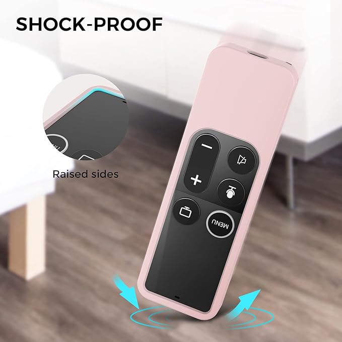 AhaStyle Protective Case for Apple TV Siri Remote with AirTag Holder, Anti Slip Silicone Cover Compatible with Apple TV 4K & HD [Pink]