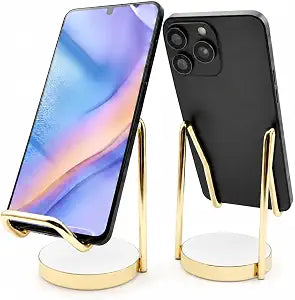Gold Phone Stand for Desk, Marble Base Cell Phone Holder