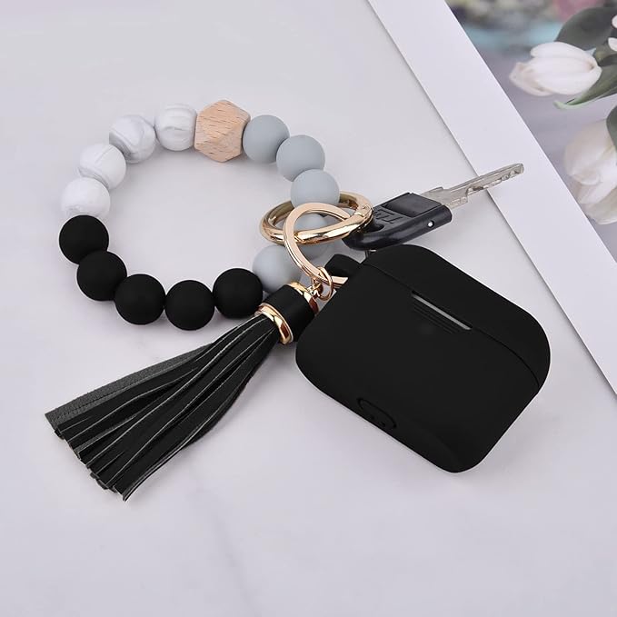 Filoto Silicone Case for Airpods 3 (2021) with Bracelet Keychain, Cute Protective Case for Apple Air Pod 3 Wireless Charging, Black