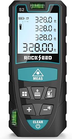 Laser Measure,RockSeed Digital Laser Distance Meter with 2 Bubble Levels,Portable M/in/Ft Unit Switching Backlit LCD and Measuring Distance/Area/Volume/Pythagorean