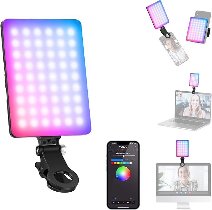 NEEWER VL67C RGB Selfie Light with App Control, 94 LED CRI97 2000mAh