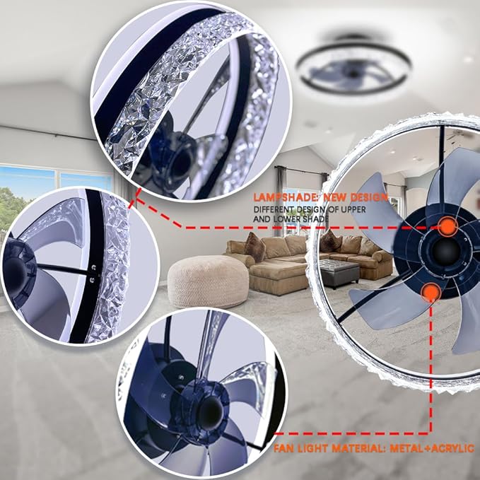 Ceiling Fan,Low Profile Ceiling Fan with Light,Flush Mount Ceiling Fan with Bluetooth Speaker, Smart Ceiling Fan,Bedroom Ceiling Fan-APP/Remote Control