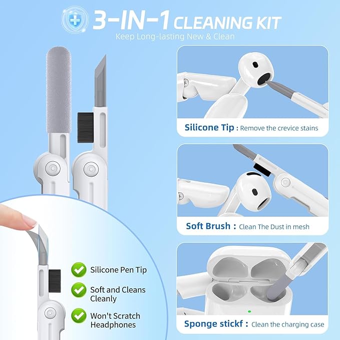 for AirPods 4 Case with Phone Stand & Safety Lock, Auto-Open Clear AirPod Case Compatible with Apple AirPods 4th Gen 2024, Anti-Scratch & Shockproof Protective Cover with Cleaning Kit & Keychain