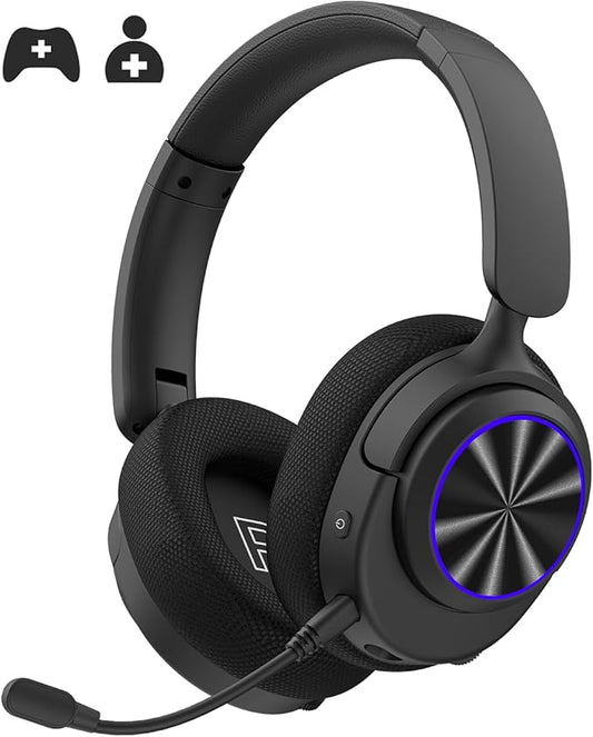 INGA Wireless Gaming Headset for PS5, PS4, PC, Mac, Switch, Game/Chat Balance for PS5/4, 2.4GHz/Bluetooth 5.2, ENC Noise-Cancelling Mic, 7.1 Surround Sound, 3.5mm Wired for Xbox Controller (Blue LED)