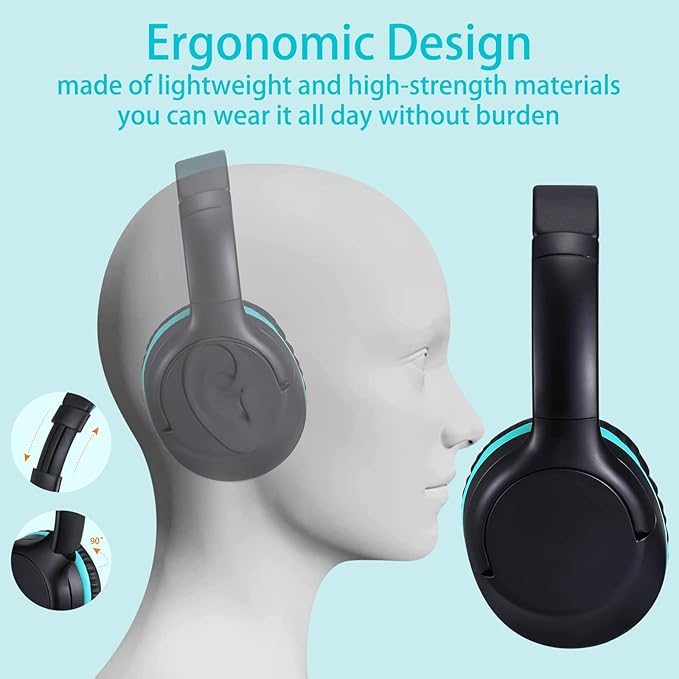 Kids Headphones Over-Ear Headphones for Kids/Teens/School with 94dB Volume Limited Adjustable Stereo 3.5MM Jack Wire Cord for Fire Tablets/Travel/PC/Phones(Black)