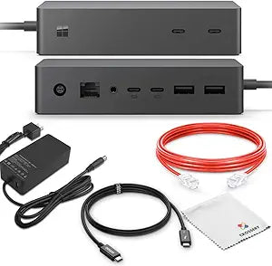 Microsoft Surface Dock 2 Docking Station Bundle - Surface Pro Docking Station Compatible with Surface Pro 7, 7+, 8, 9 (with 5G), Surface Laptop 3, 4, 5, and Surface Book 3 (13" & 15") (Renewed)
