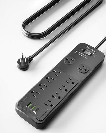 Surge Protector Power Strip 10FT | Surge Protector with 10 Outlets - Spacious Design for Large Plugs, Flat Plug, 20W USB C Charging for Home, ETL Listed, 2040J