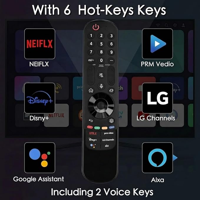 for LG Smart TV Remote,Magic Control with Voice and Pointer Function,AN-MR24GA/MR23GA/MR22GA/MR21GA/MR20GA/MR19GA Replacement for 2019-2024 LG WebOS,OLED,QNED,NANOCell,4K,8K etc.AKB76039902