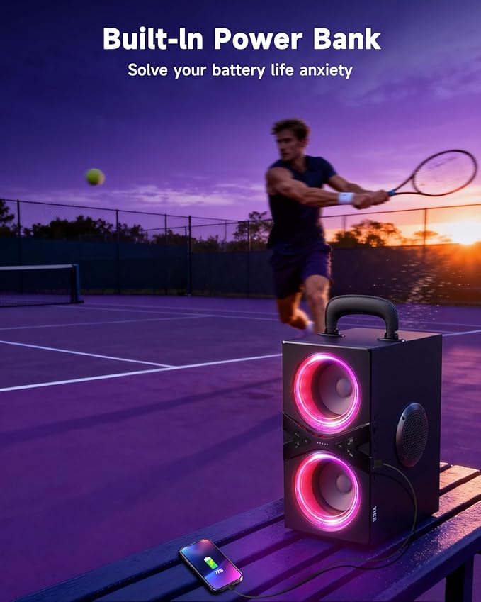 Party Bluetooth Speaker:80W Peak Large Stero Sound for Outdoor,Deep Bass,TWS,Loud with Lights,Portabe Wireless Big Speakers with Long Playtime,House,Projector,Movie