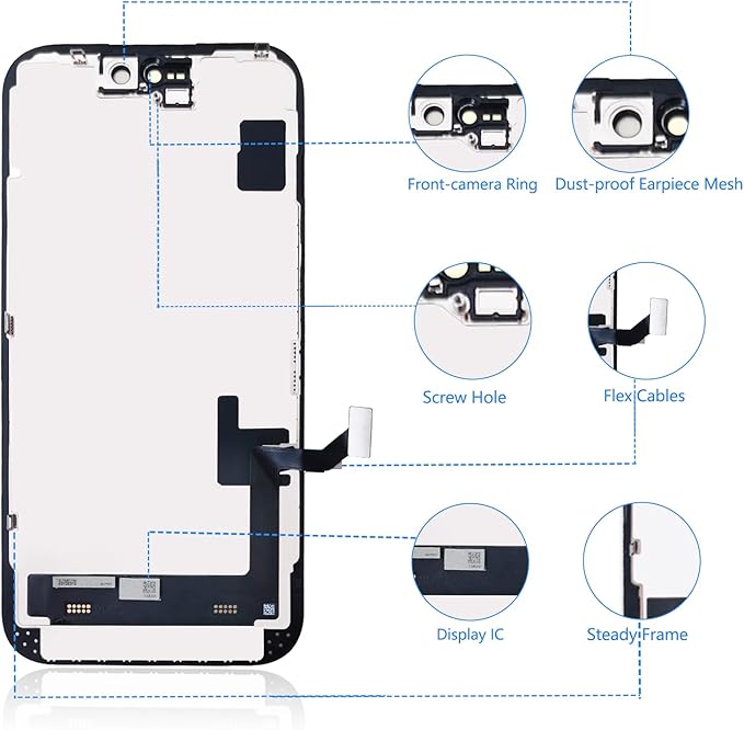 for iPhone 15 Screen Replacement 6.1 inch Full HD, 3D Touch LCD Screen Display Digitizer Assembly with Repair kit, Compatible for Model A2846, A3089, A3092, A3090