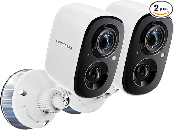 2.5K Wireless Home Security Cameras 2-Pack, Outdoor WiFi Free AI Person Detection, 4MP Color Night Vision, Full Duplex 2-Way Audio, IP66 Waterproof Battery Powered, U.S. AWS Cloud