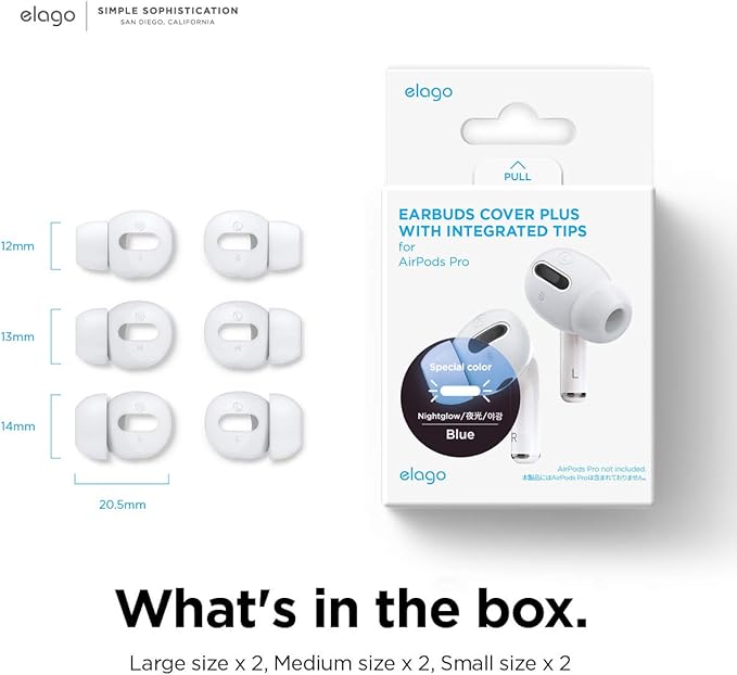 elago [6 Pairs] AirPods Pro Ear Tips with Integrated Earbuds Cover Designed for AirPods Pro, Fit in The Case, Anti-Slip, [3 Sizes: Large + Medium + Small] [US Patent Registered] (Nightglow Blue)
