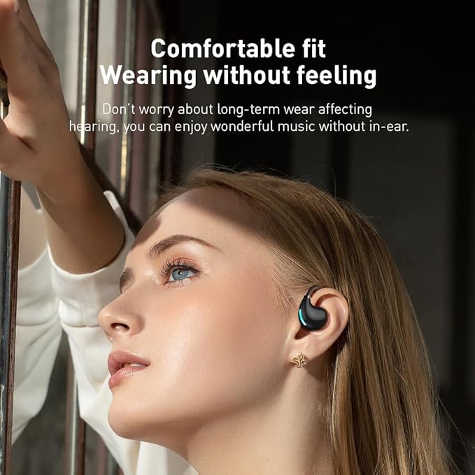 Open Ear Air Conduction Wireless Bluetooth Headphones Lightweight Pain-Free Design with Active Noise Cancellation IPX4 Waterproof Clear Calls for Sports Work and Outdoor Activities-Black