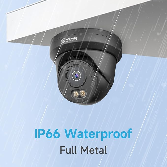 Anpviz 6MP PoE IP Camera Black, Full Metal Turret Security IP Camera Outdoor Indoor, Smart Dual Light Color Night Vision, AI Human Vehicle Detection, Built-in Mic, 2.8mm Lens, IP66 Waterproof, NDAA