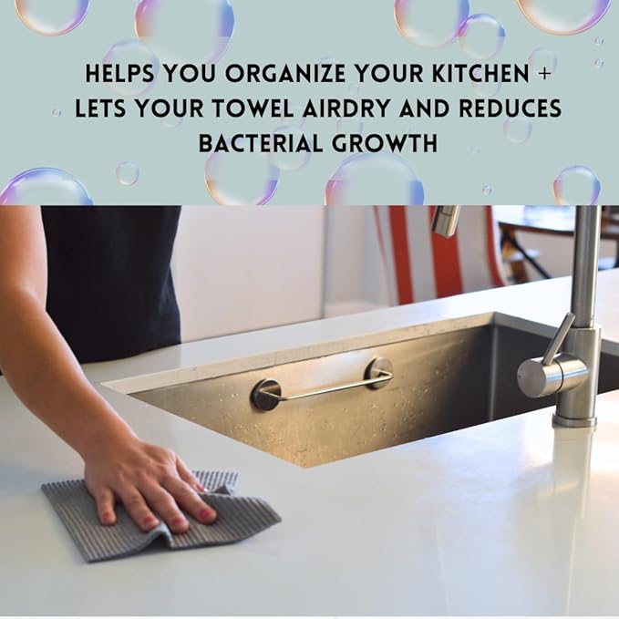 Stainless Steel Dish Cloth Rail for Kitchen, Kitchen Towel Holder, Swedish Dishcloth Holder, Dish rag Hanger, Dish Towel Holder for All Types of Sinks and Smooth Surfaces