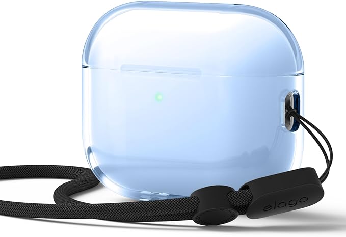 elago Clear Case Compatible with AirPods Pro 3 Case Clear Cover - Lanyard Included, Strap Included, Reduced Yellowing, Shockproof, Full Protection, Soft TPU (Aqua Blue)
