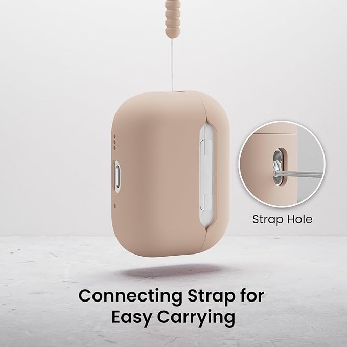 ORNARTO Compatible with AirPods Pro 3 Case 2025, Full Protective Hybrid Silicone for AirPods Pro 3rd Generation Case, Front LED Visible Skin Cover-Nude Taupe