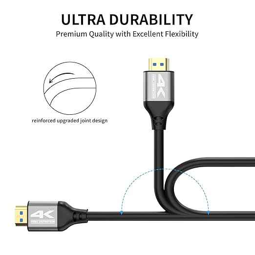 4k HDMI Cable 100 FT,High Speed HDMI 2.0 Cord, Support 4K@60Hz, ARC, HDR, 3D, Ethernet, Compatible with TV, Blu-Ray, PS4/5,Projector, Soundbar, Sky, PC, Laptop