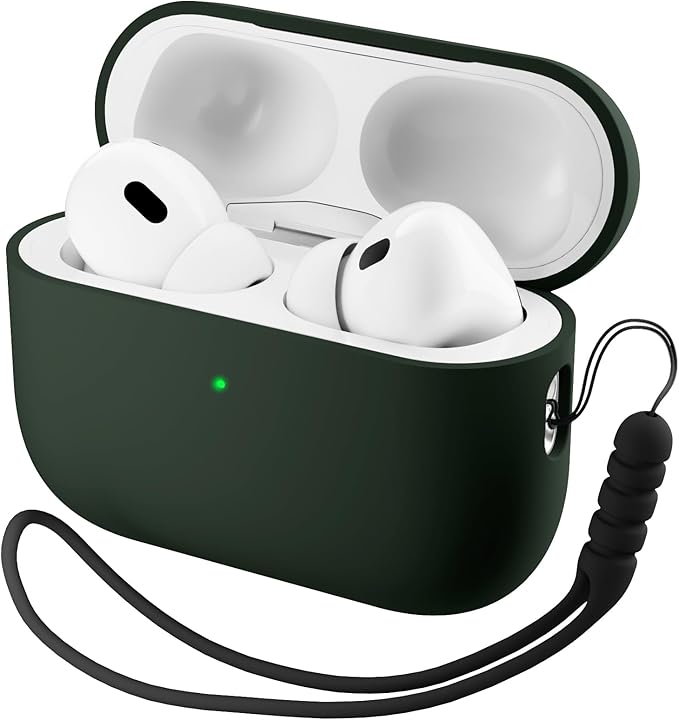 ORNARTO Compatible with AirPods Pro 3 Case 2025, Full Protective Hybrid Silicone for AirPods Pro 3rd Generation Case, Front LED Visible Skin Cover-Mystic Green