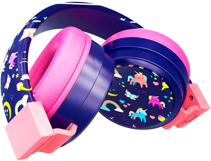 Gabba Goods Kids Safe Headphones, Foldable Tangle-Free 3.5mm Jack, Volume Limiting 85/94dB, Over-Ear with Microphone for School/Toddlers/Teens/Boys/Girls/Ipad/Tablet/Kindle/Phones/Travel/Plane