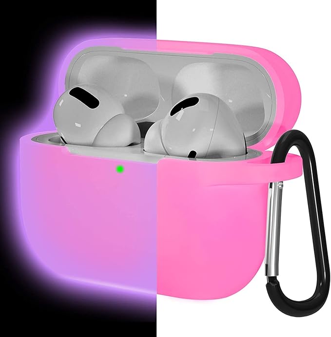 Lerobo Designed for AirPods Pro 2 Case Cover, Night Glow Full Protective Silicone Cover Compatible with Airpod Pro Case with Keychain,Front LED Visible,Nightglow Purple