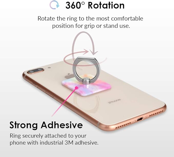 Velvet Caviar Cell Phone Ring Holder - Finger Ring & Stand - Improves Phone Grip Compatible with iPhone, Galaxy and Most Cases (Except Silicone/Leather) - Pastel Tie Dye