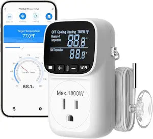 DEWENWILS Smart WiFi Temperature Controller Outlet, 15A/1800W, 24H Timer