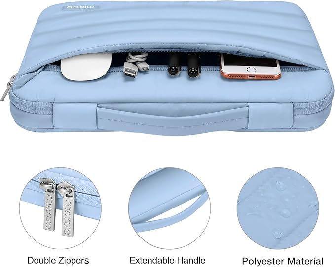 MOSISO Compatible with MacBook Air 13 inch Case M5 2026 M4 2025 M3 M2 2024-2022 A3449 A3240 A3113 A2681, Hard Case&Puffy Bag&Keyboard Cover&Webcam Cover&ScreenFilm for MacBook Air 13.6, Air Blue