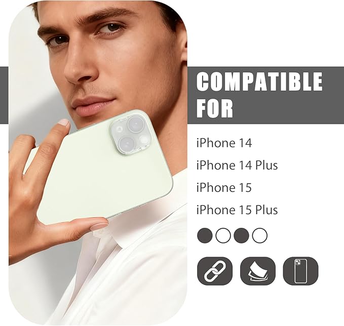 Camera Lens Cover Compatible for iPhone 14/14 Plus/15/15Plus,Camera Lens Protector to Protect Privacy and Security,Strong Adhesive -2 Pack-Clear