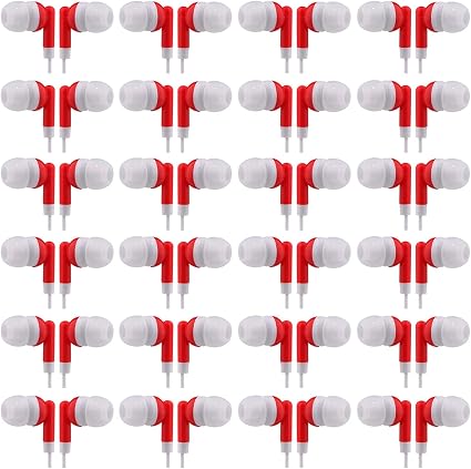 CN-Outlet Wholesale Bulk Eearbuds Headphones 100 Pack for Kids,Classroom,Labs,Students and Adults (Red)